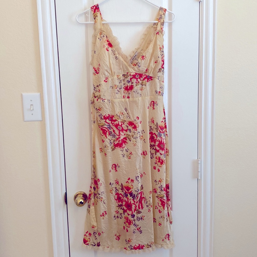 Free People Floral Silk Slip Dress